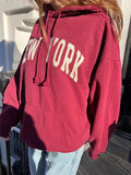 Znbbw Embroidery Vintage Loose Hoodie Cotton Pocket Drawstring Hooded Sweatshirt Tops Women Y2k Streetwear Autumn Hoodies Coat
