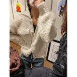 Znbbw Cropped Knitted Cardigan Women Single Breasted Sweater Coat Vintage Pockets Short Knitwear Korean Solid Jumpers Tops