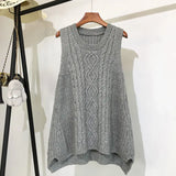 Znbbw And Winter Clothing Thick Wool Vest Female Knitted Vest Loose Large Size Round Neck In The Long Section Of The Wild Vest