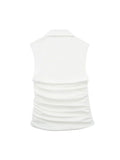 Znbbw TRAF White Crop Top Women Ruched Sleeveless Top Female Streetwear Y2k Woman Blouse 2023 Summer Sexy Off Shoulder Top