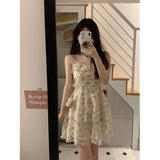 Znbbw Floral Mini Dress Women Korean Ruffles Spaghetti Strap One Pieces Dresses Vacation Beach Fashion Bodycon A Line Vestidos