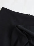 Znbbw TRAF 2023 Spring Summer Black Elegant High Waist Skirts Women Irregular Back Zipper Office Mini Skirts