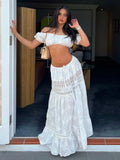 Znbbw Skirt Set Dress Summer Women Beach Holiday Sexy Cotton Matching Set Outfits Spring White 2 Pcs Vestidos Female Set 2024