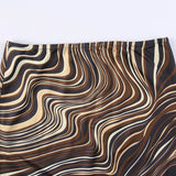 Znbbw European and American Summer Vortex Water Wave Pattern Elastic High Waist Slim Wrapped Hip Short Skirt for Women