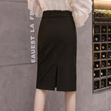 Znbbw Summer Women Slim Stretch Skirts Back Split Black Package Hip Formal Skirt Femme High Waist One Step Pencil Skirt Size S-5XL