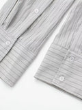 Znbbw TRAF 2023 Women 2 Pieces Sets Pocket Striped Short Shirt Tops + High Waist Unisex Style Long Pants Sets