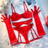 Znbbw Seamless Lingerie With Long Gloves Lace Seamless Underwear Intim Goods Sexy Outfits See Through Bra And Panty Set