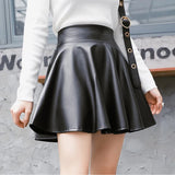 Znbbw Women Faux Leather Skirts Korean Fashion Party Black Mini Skirt Harajuku Casual Female Streetwear A Line Skirts New