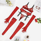 Znbbw Leopard Lingerie For Women Lace Set Of Underwear With Stockings 5-Pieces Erotic Thongs Garter Transparent Bra Pantyhose