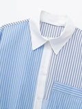 Znbbw TRAF Woman 2 Pieces Sets 2023 Stripe Shirts Top Casual Shorts Summer Women Suit Two Piece Set Womens Outfits