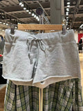 Znbbw Solid Casual Sports Shorts Cotton Raw Trim High Waist Summer Sweatshorts Harajuku Streetwear Drawstring Shorts Women