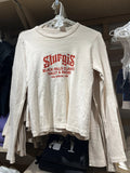 Znbbw Women Letter Print Cotton T-Shirts Casual Spring Round Neck Beige Long Sleeve Tees Ladies Vintage Y2k Streetwear Slim Crop Top