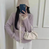 Znbbw Sweater Women's Sweet Lace Splice Knitwear Coat Korean Academy Style Small Fresh Super Immortal Sweater Cardigan