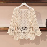 Znbbw and Autumn Women's Net Yarn Korean Temperament Casual New Cardigan Long Sleeve Lace Short Western Style All-match Top