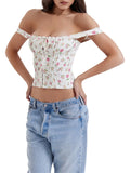 Znbbw Tank Top for Women Y2k Fairy Backless Bustier Corset Tops Summer Spaghetti Strap Floral Elegant Vest Shirt Clubwear