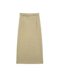 Znbbw TRAF Women Long Skirts Retro Pockets Straight Dress Summer Spring Solid Cargo Skirt Female Streetwear