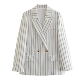 Znbbw Stripes Vest Pants Set Fashion 2 Pcs Outfits Summer Autumn Women Blazer Pants Set Loose Casual Wide Leg Pants Suit New