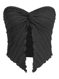 Znbbw Women Y2k Ruched Off Shoulder Tube Tops Strapless Front Open Tops Backless Bandeau Crop Top Sexy Streetwear