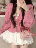 Znbbw Kawaii Sweet 3 Piece Set Women Patchwork Vintage Lolita Mini Skirt Suit Female Korean Fashion Casual Set 2024 Winter