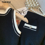 znbbw Women's Sexy Elegant Knitted Two Piece Sets Bodycon Mini Skirt Suits +O-neckTank Top Vest Korean Casual Knitwear New Summer Suit
