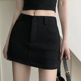 Znbbw Fashion Sexy Mini Skirt Women Korean Letters Embroidery Slim Skirts Y2K High Waist Female Pocket A Line Skirt Summer New