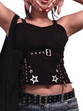 Znbbw Women Tank Tops Summer Gothic Punk Style Casual Star Print Bandage Crop Tops for Streetwear Club Wear