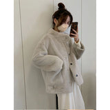 Znbbw Fur Coat Women Streetwear Fluffy Jackets Korean Thick Single Breasted Furry Outwear Winter Warm Loose Faux Mink Overcoat