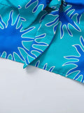 Znbbw TRAF Woman 2023 2 Pieces Sets Printed Knot Decoration Short Vest Tops + Wide Leg Long Pants Summer Causal Slim Sets