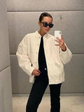Znbbw TRAF 2023 Spring Warm Gray Jacket Women Outerwear With Button Autumn Bomber Jacket Coat Women Winter Coat Top women