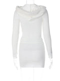 znbbw Fall Sexy Solid Furry Bandage 2 Two Piece Sets Fall Outfit For Women 2023 Long Sleeve Crop Hoodies And Skirt Sets Female