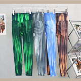 Znbbw Gradient Peach Yoga Pants High Waist Sport Leggings Rainbow Tie Dye Tights Gym Running Push Up Pants Booty Leggins