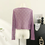 Znbbw Hollow Out Sweater Shirts Lady Summer Full Sleeve Laced Crocheting Cardigan Thin Short Coats for Slim Woman