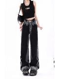 Znbbw Women's Vintage Jeans Baggy High Waist Denim Trouser 2000s Harajuku 90s Aesthetic Retro Korean Y2k Wide Leg Pants Pippie Clothes