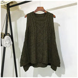 Znbbw And Winter Clothing Thick Wool Vest Female Knitted Vest Loose Large Size Round Neck In The Long Section Of The Wild Vest
