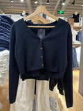 Znbbw White Button Knitted Cardigan Women Autumn Solid V Neck Cotton Casual Pullover Sweater Harajuku Sweet Loose Crop Top Y2k