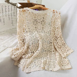 Znbbw thin shawl with new solid color lace camisole jacket, women's cardigan, hollowed out knit sweater