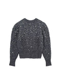 Znbbw Women Knit Pullover Silver Thread Long Sleeved O Neck Blouse Loose Sweater Top Female