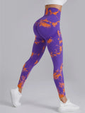 Znbbw Peach Yoga Pants Women's Dual Color Tie Dye Tie Float High Waist Sports Leggings Lifting Hip Running Fitness Leggings
