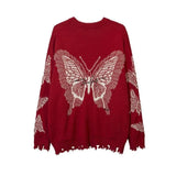 Znbbw Jacquard Y2k Clothes Punk Gothic Long Sleeve Casual Loose Women Pullovers Harajuku Vintage Streetwear Knitted Sweaters