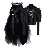 Znbbw Size Women's Spring Autumn Suit Women's Outfits 2 Piece Sets 2023 New Korean-style Long-sleeved Tops Skirt Two-piece Set