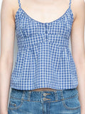 Znbbw Women Vintage Plaid Button Camis Top Cute Preppy Style Sleeveless Lace-up Cotton Tank Tops Female Casual Sweet Summer Vests 2024