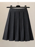 Znbbw New Houndstooth Pleated Short Skirt Women's Autumn Winter High Waist All-match A-line Mini Knitted Skirts GD745