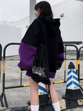 Znbbw fleece thickened letter hoodie men's gothic hip-hop street Korean loose fashion casual sweater 90s retro men's clothing