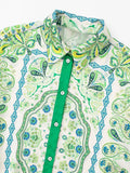 Znbbw Women Fashion Flowing Totem Print Shirts Vintage Long Sleeve Button-up Female Blouses Blusas Chic Tops 202305