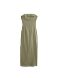 Znbbw TRAF Dress Summer 2023 Tube Top Tight Women Dress Chic Folds Street Holiday Leisure Young Student Clothing
