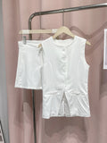 Znbbw Sleeveless Shorts Sets Women 2024 Spring Summer Slim Solid Button Pocket Vest High Waist Short Pants 2-piece Women's Set