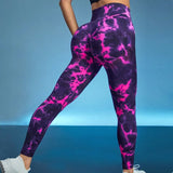 Znbbw 3D Print Tie Dye Sports Pants Women Seamless Leggings High Waist Fitness Push Up Leggings Gym Clothing Workout Tights