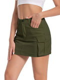 Znbbw Mini Cargo Skirts Women Party High Waisted Vintage Khaki Skirt Hot Sale Harajuku 2000s Retro Pockets Skirts Streetwear