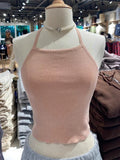 Znbbw Vintage Knitted Slim Camis Women Simple Summer Sexy Backless Cotton Lace-up Crop Top Sweet Cute Sleeveless Y2k Tank Tops