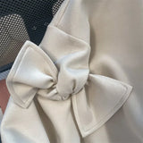 Znbbw Small Fragrance Sweatshirts Bow Solid Color O Neck Long Sleeve Casual Loose Hoodies Autumn Harajuku Y2k Women's Clothing